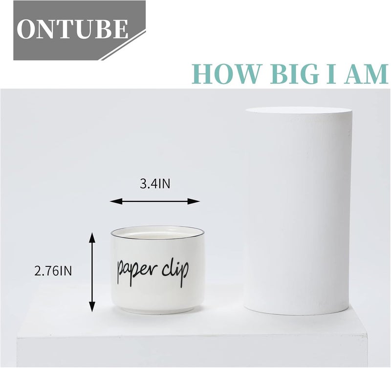 ONTUBE Farmhouse Paper Clip Holders,Ceramic Binder Clip Dispenser Organizer for Desk ,Cute Office Push Pins Holder (White) - Image 4